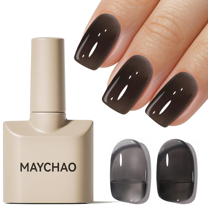 15ML Jelly Sheer Tortoise Gel Nail Polish 1Pc Transparent Hot Cocoa Amber Gel Polish Soak off UV LED Translucent Nail Polish Nail Art Starter Manicure Salon DIY at Home, 0.5 OZ