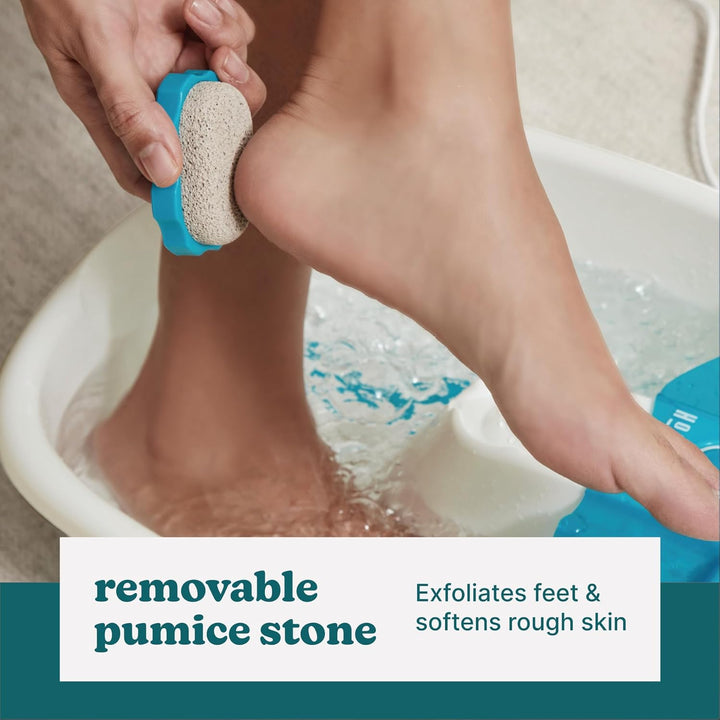 Bubble Mate Foot Spa, Toe Touch Controlled Foot Bath with Invigorating Bubbles and Splash Proof, Raised Massage Nodes and Removable Pumice Stone