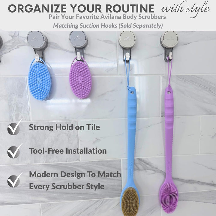 Silicone Body Scrubber – Gentle Shower Brush & Loofah Alternative- Food Grade & Lab Tested – Fast-Drying, Hygienic, Bpa-Free Silicone Body Gentle Exfoliator (Lavender, Massage)