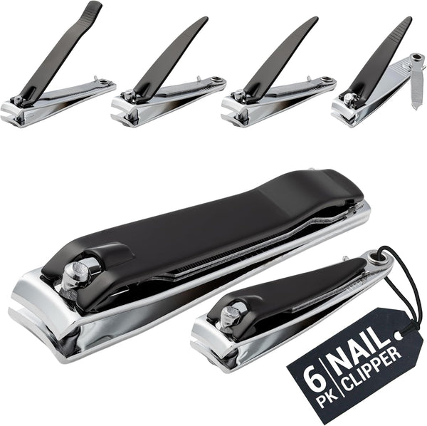 Nail Clippers Set 6 -Pack - Includes Toenail Clippers, Fingernail Clippers, and Finger Nail Clippers for Adults – Mens Stocking Stuffers for Men and Women, Toe Nail and Fingernail Clipper Kit