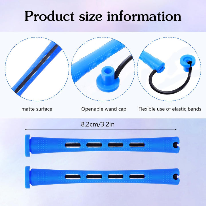 20 Pcs Perm Rods for Short Hair Small Plastic Hair Perming Rods and Rollers Curling Roller Perm Rod Medium for Long Hairs (Blue, 0.35 Inches)