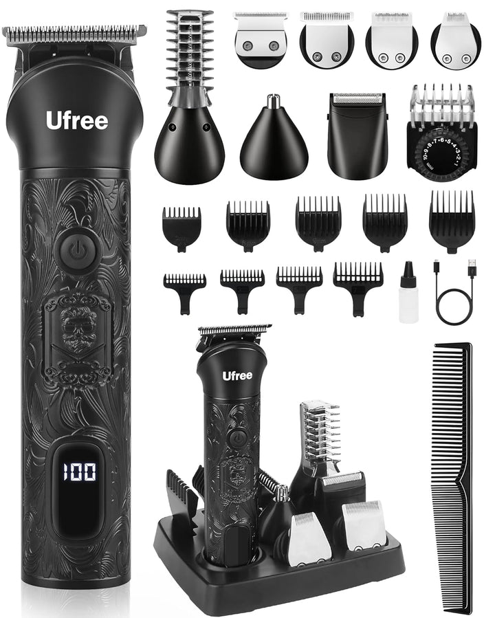 Beard Trimmer for Men, Electric Razor Shaver, Cordless Hair Clipper Shaving Kit for Mustache Body Nose Ear Hair Facial, Adjustable Beard Grooming Kit Birthday Gifts for Men