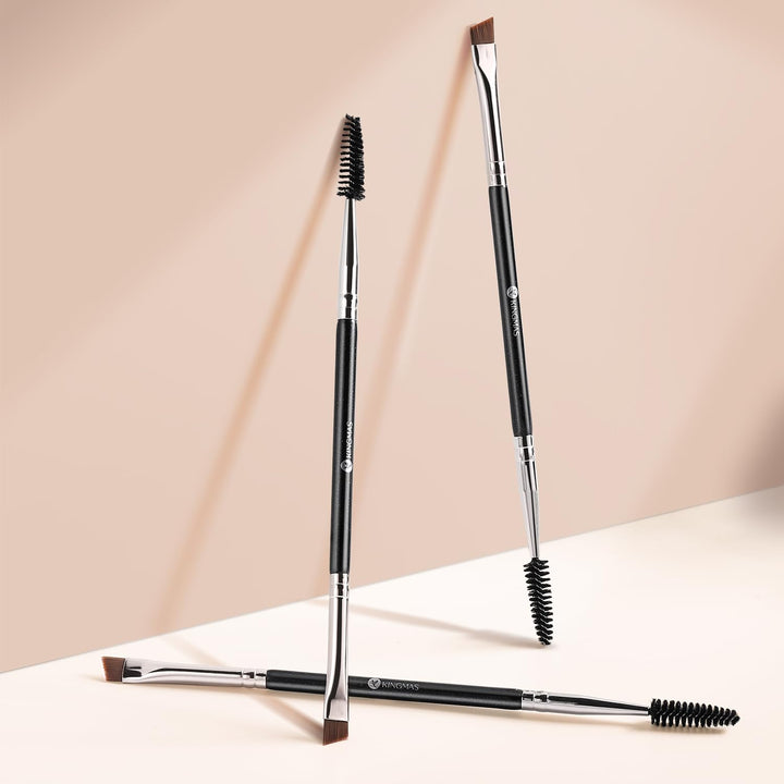 Eyebrow Brush Spoolie Professional Double-Ended Angled Eye Brow Brush for Lining and Shaping Brows or Lashes (Black)