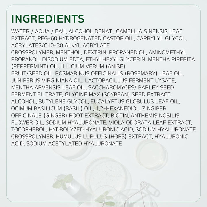 Scalp Strengthening Spray for Hair Growth & Anti-Loss | Vegan Tonic Serum, Instant Cooling & Soothing with Rosemary and Peppermint Oil, Sulfate Free, Korean, 3.38 Fl Oz.