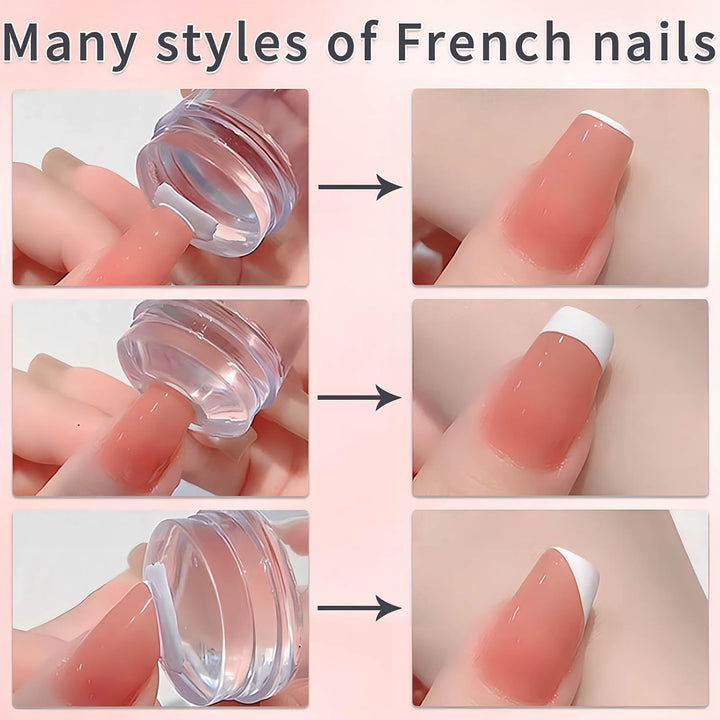 French Tip Tool,2 PCS Nail Art Stamper Kit,Clear Silicone Stamping Jelly with Scraper for DIY Together with Gel Nail Polish Acrylic Nail Kit Nail Tips