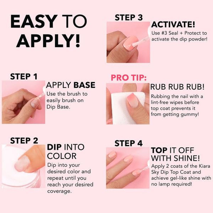 Dip Manicure Nail Liquid Essentials | 0.5 Fl Oz | Dip Liquids Kit Steps 1-4
