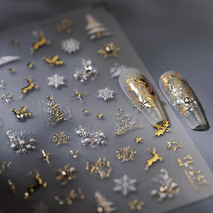 5D Embossed Autumn Maple Leaves Nail Stickers for Nail Art Thanksgiving Day Nail Art Stickers Fall Nail Decals Self-Adhesive Gold Maple Leaf Nails Sticker for Women Girls Nail Supplies