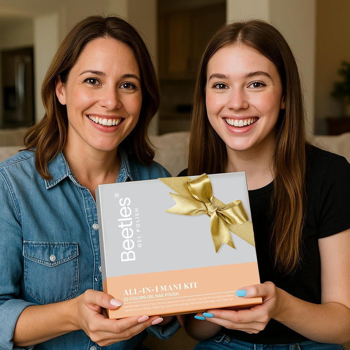 Beetles Gel Nail Polish Kit with U V Light -54 Pcs Gel Nail Kit Four Seasons Glow 32 Colors Set with Base Matte & Glossy Top Coat Soak off Home DIY Manicure Nails Beginners Gifts for Women Teen Girls