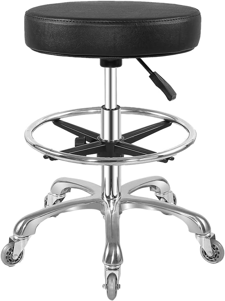 Rolling Stool with Wheels, Heavy Duty Hydraulic Massage Stool for Shop Guitar Lab Tattoo Workbench Medical, Adjustable Swivel Chair (Black)