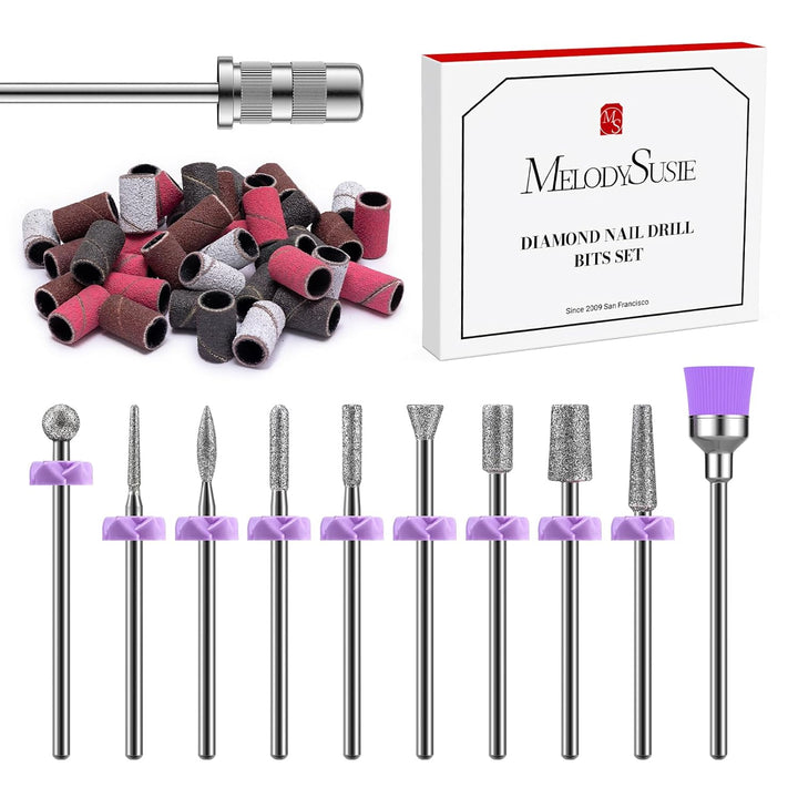 10Pcs Nail Drill Bits Set, 3/32 Inch Diamond Cuticle Nail Bits Kit for Nail Drill E-File, Manicure Pedicure Remover Tools for Acrylic Gel Nails, Salon Home Nail Care Supplies, Silver