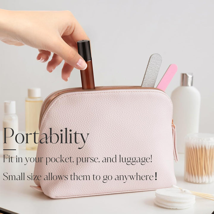 10Ml Roller Bottles for Essential Oils, 4 Pack Glass Roll on Bottles, Refillable Perfume Bottle, with Stainless Steel Roller Balls, 2 Droppers, 1 Opener, Labels (Amber)