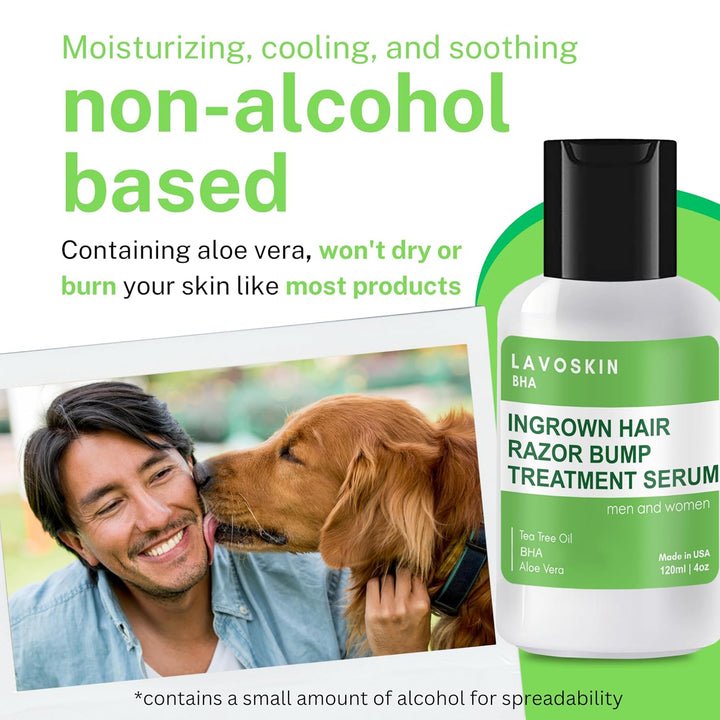 LAVO Tea Tree Gel W/Salicylic Acid - BEST Ingrown Hair Treatment - Razor Bump and Burn Remover - Bikini Lines & Acne - Use after Shaving, Hair Removal, Waxing, Laser, Electrolysis - for Men and Women