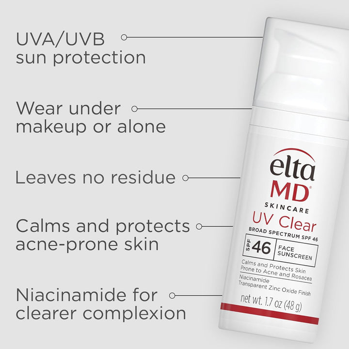 UV Clear Face Sunscreen SPF 46, Oil-Free Sunscreen with Zinc Oxide, Dermatologist Recommended