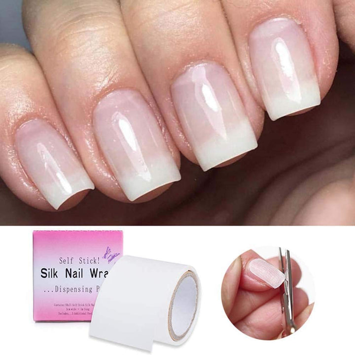 1 Roll Nail Repair Fiberglass Silk Wrap Self Adhesive anti Damage DIY Strong Protect Reinforce Extension Sticker,Nail Repair Reinforce Nail Protector Nail Art Tool for Home Use or Salon