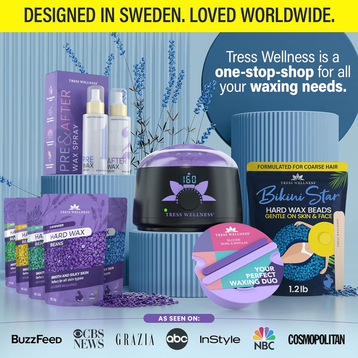 Wax Beads for Sensitive Skin - Safe for Face & Skin - Dermatologically Tested - At-Home Kit for Face, Bikini, Brazilian & Full Body - Bikini Star 1.2Lb