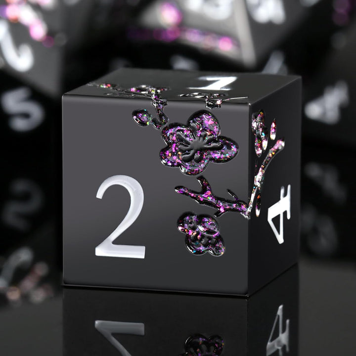 Metal Dice Set DND,  7 PCS Metallic Flowers D&D Dice with Gorgeous Gift Case for D&D Dungeons and Dragon Tabletop Game (Brown and Cream-Coloured)