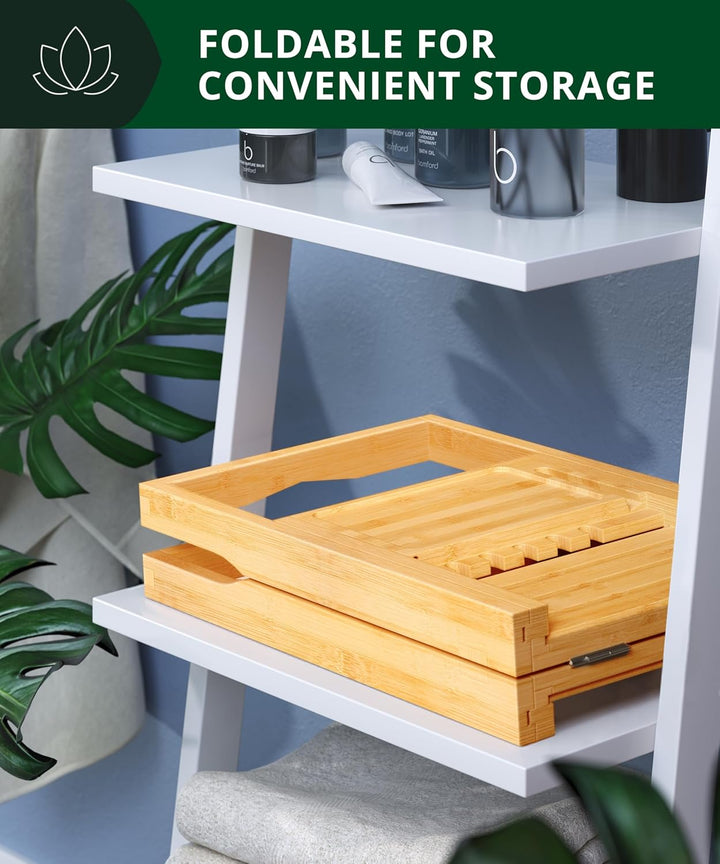Premium Foldable Bathtub Tray Caddy - Wood Bath Tray for Tub, Bamboo Shelf, Expandable Bath Table Trays, Bathtub & Bathroom Accessories for New Home & Mothers, Birthday Gifts for Mom