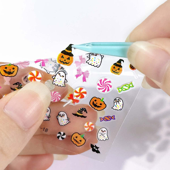 30 Sheets Halloween Nail Stickers for Women Girls & Kids,Cute Ghost Pumpkin Spider Nail Decals Bat Cat Skull Stickers for Nails Design 3D Self-Adhesive Halloween Nail Art Supplies,Diy Manicure Decor