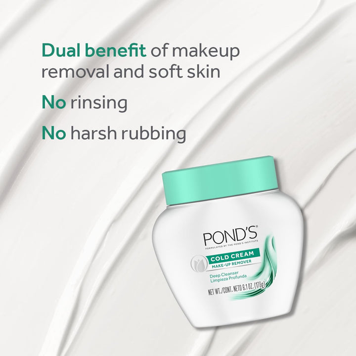 Cold Face Cream, Skin Care Facial Cleanser for All Skin Types, Deep Moisturizing Face Wash & Makeup Remover, 9.5 Oz, 3 Pack