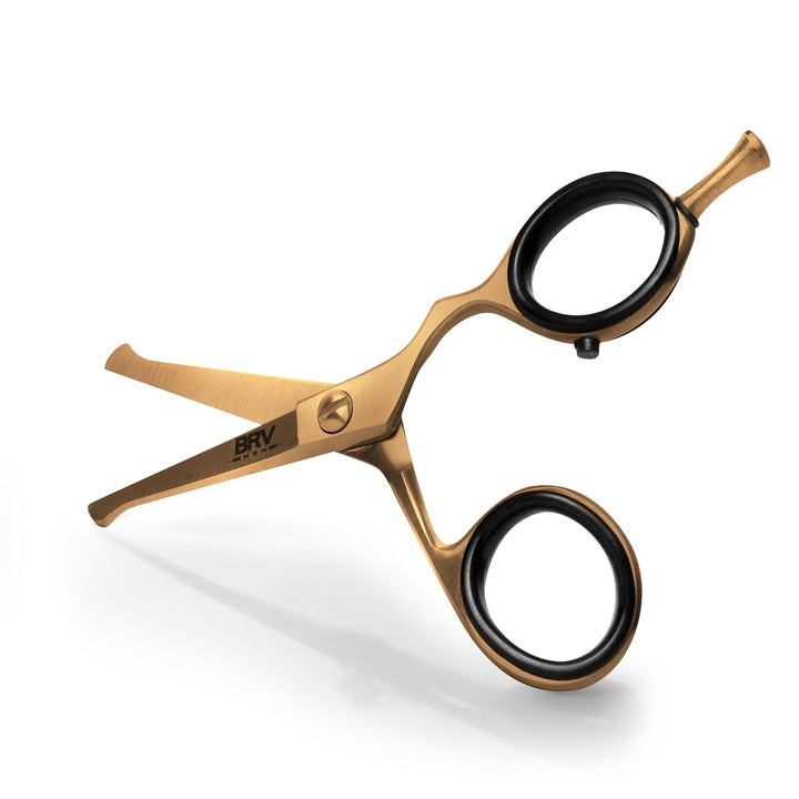 Rounded-Tip Small Trim Scissors for Men 4.2" | High Carbon Stainless Steel | Nose Hair for Men | Professional Grooming Scissors for Beard, Mustache & Ear Hair - RIGHT HANDED (Black)