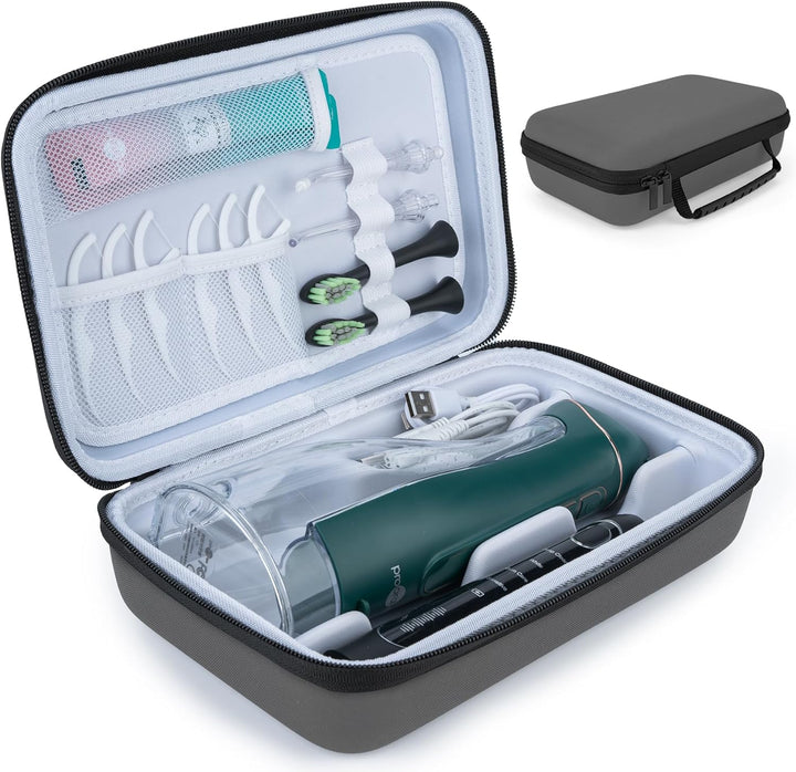 Portable Water Flosser Travel Case, Oral Irrigator Organizer, Sturdy EVA Case for Flosser, Electric Toothbrush, Toothpaste and Accessories - Black