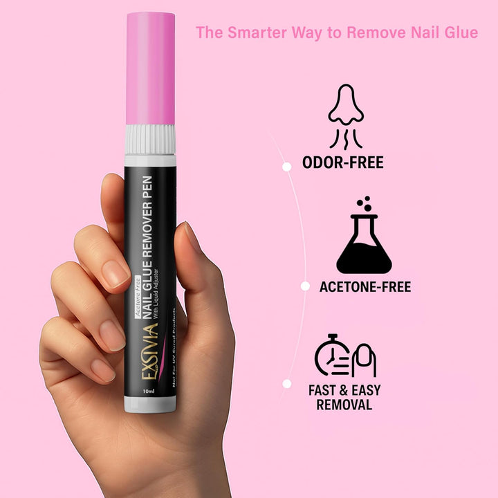 Nail Glue Remover Pen 10Ml Refillable Acetone Free Precision Nozzle with Cuticle Pusher Safely Removes Press on Nails & Glue Gentle on Natural Nails Odorless Formula