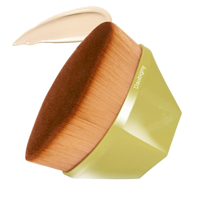 Foundation Makeup Brush Flat Top Kabuki Hexagon Face Blush Liquid Powder Foundation Brush for Blending Liquid, Cream or Flawless Powder Cosmetics with Bonus Protective Case (Black)