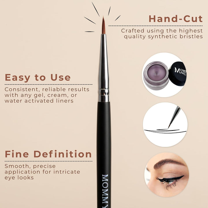 Pointed Eyeliner Brush - Ultra Fine Premium Synthetic Vegan Bristles - Precision Gel Eye Liner Brush for Makeup Artist-Quality Results, Cruelty Free by