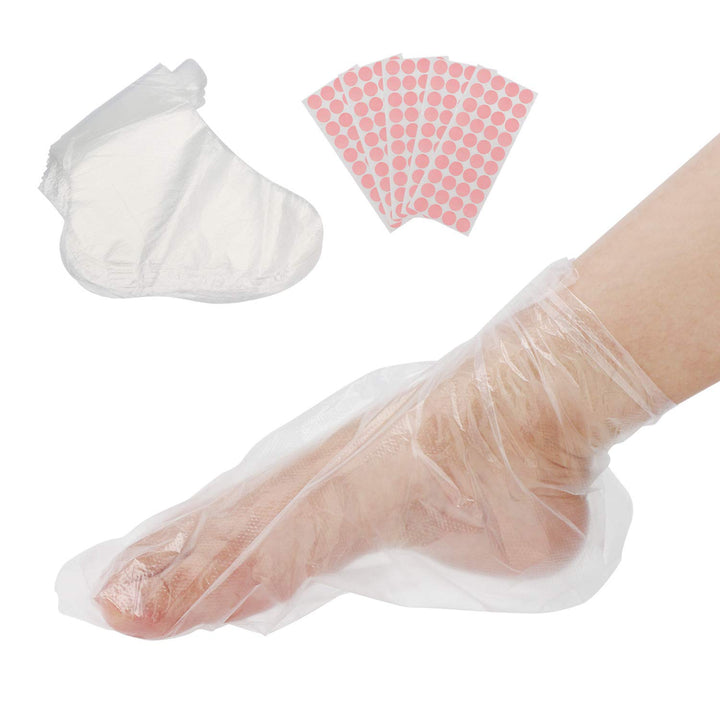 Paraffin Bath Liners for Foot, 200 Counts Plastic Foot Covers, Booties for Feet Thermal Foot Liners, Foot Protectors with 200 Stickers for Snug Closure, Wax Thera-Py Foot Bags