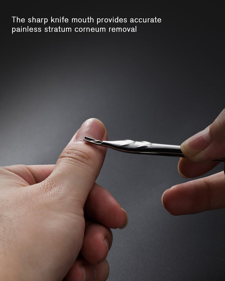 Cuticle Pusher with Fork, 2-In-1 Cuticle Trimmer Nail Care Tool, Stainless Steel Cuticle Remover Tool for Manicures and Pedicures - Silver