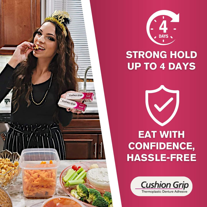 Thermoplastic Denture Adhesive, 0.35 Oz (Travel Size) | Refits and Tightens Loose Dentures for up to 4 Days | Non-Glue, Zinc-Free, Waterproof Formula, Acts like a Soft Reliner