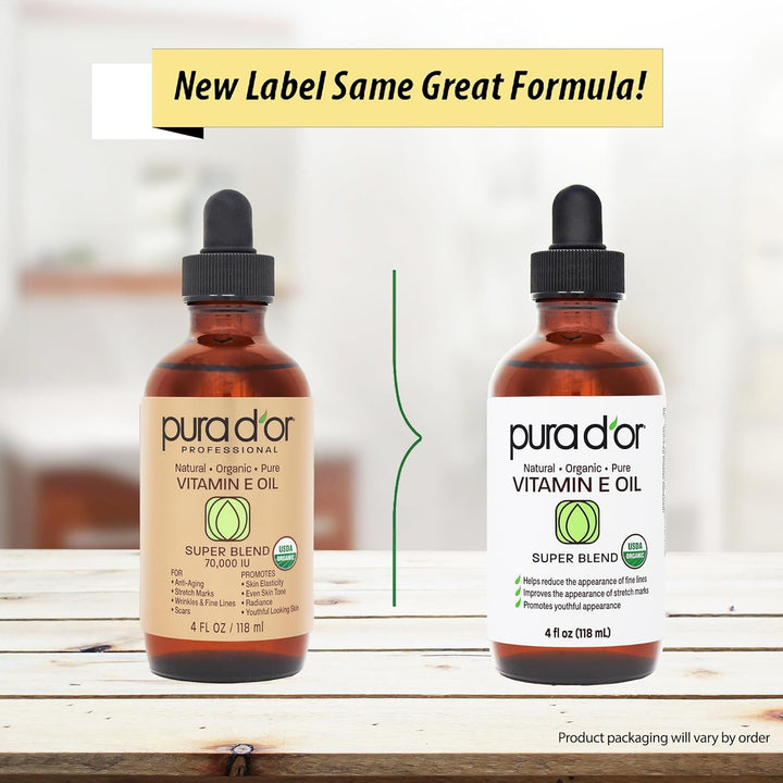 4 Oz Organic Vitamin E Oil – USDA Certified Face, Body, Hair & Bath Oil with Argan, Jojoba, Rosehip, Apricot, Almond & Avocado – Lightweight Moisturizing Blend for Soft, Smooth Skin