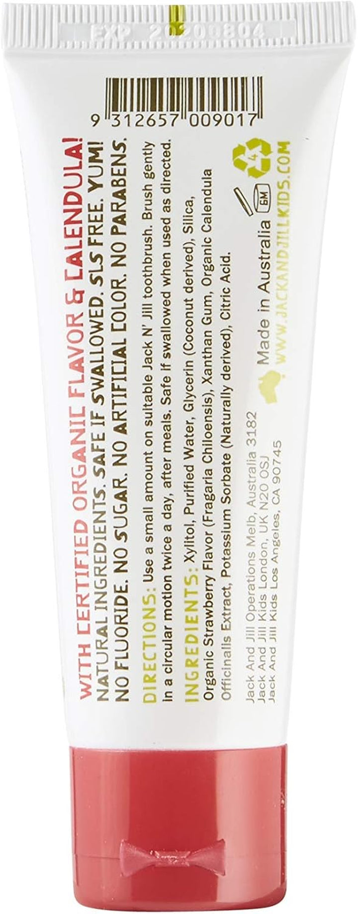 Natural Toddler Toothpaste for Baby, Kids and Infants 6 Months & Up, Fluoride Free Training Toothpaste for Toddlers 1-3, 40% Xylitol, BPA Free - Strawberry, 1.76 Oz (Pack of 5)