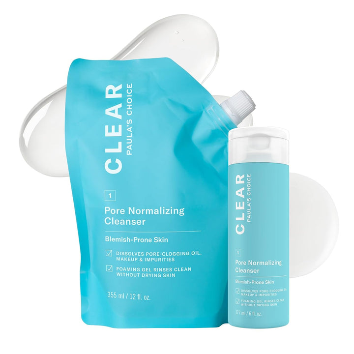 CLEAR Pore Normalizing Facial Cleanser, Acne Daily Face Wash, Salicylic Acid Face Cleanser for Clogged & Enlarged Pores, Redness & Blackheads, Fragrance Free