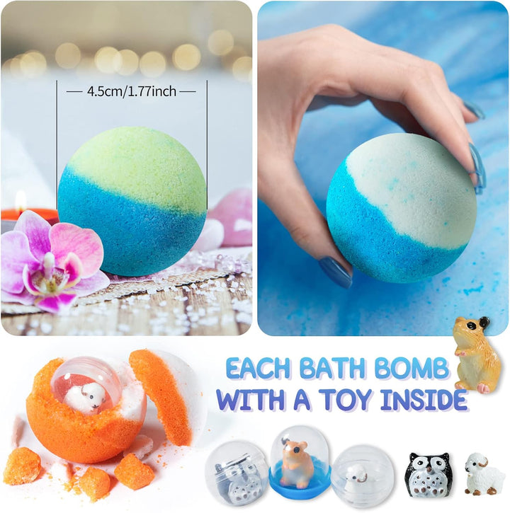Bath Bomb Gift Set with Toys Inside, 20 Pack Organic Bath Bombs for Kids, Kids Safe Handmade Fizzy Balls for Kid, Ideal Birthday Gift for Boys & Girls