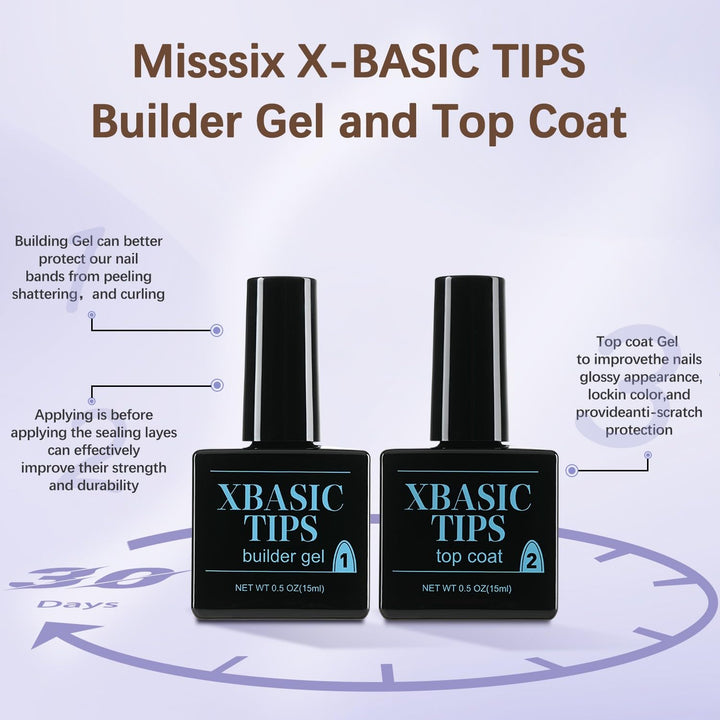 XBASICTIPS French Protecting Builder Gel and Top Coat, Prevent French Nail Tips Area Chipping, Protect French Press on Nails, 15Ml