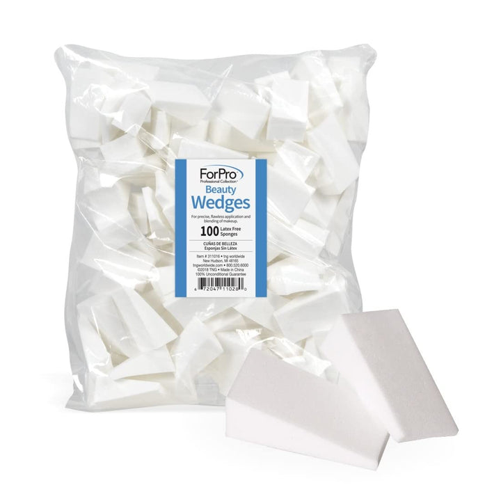 Beauty Wedges, Latex Free Foam Sponges, Makeup Blenders for Powder and Liquid Makeup, 100-Count