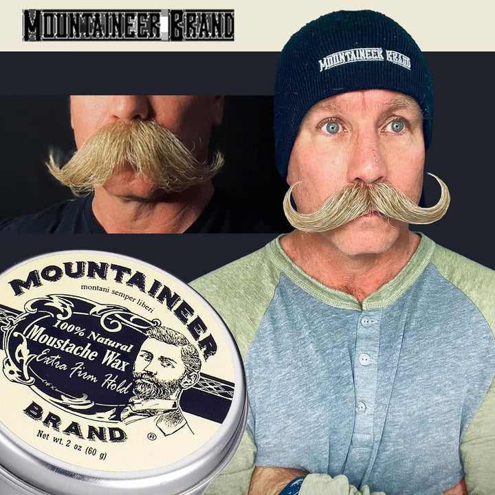 Unscented Natural Mustache Wax | Strong and Extra Firm Hold | Made in West Virginia | Smooths, Conditons, Styles | Organic Moustache Balm | 2Oz