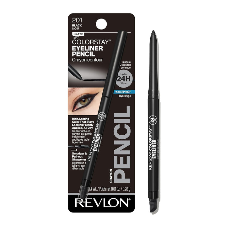 Colorstay Pencil Waterproof Eyeliner, Smudge-Proof, Eye Makeup with Built-In Sharpener, 202 Black Brown, 0.01 Oz