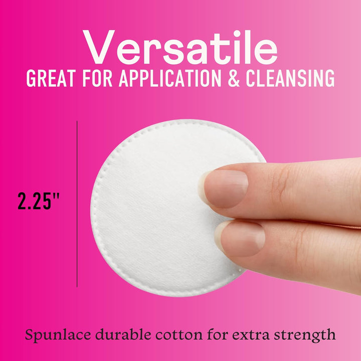 Premium Cotton Rounds - 100% Chlorine Free Cotton Face Pads for Makeup, Nail Polish Removal - Dermatologist Tested and Hypoallergenic, Made in USA - 100 Pads (Pack of 3)