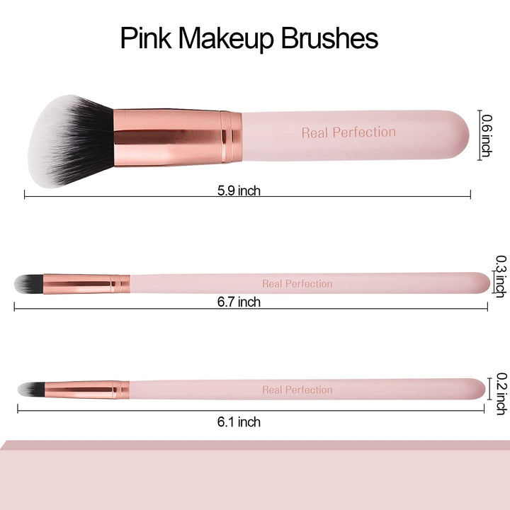Makeup Brush Set 16 Pcs with 1 Eyebrow Razor Premium Synthetic Foundation Powder Concealers Eyeshadow Blush Makeup Brushes Make up Brushes Kit (Pink)