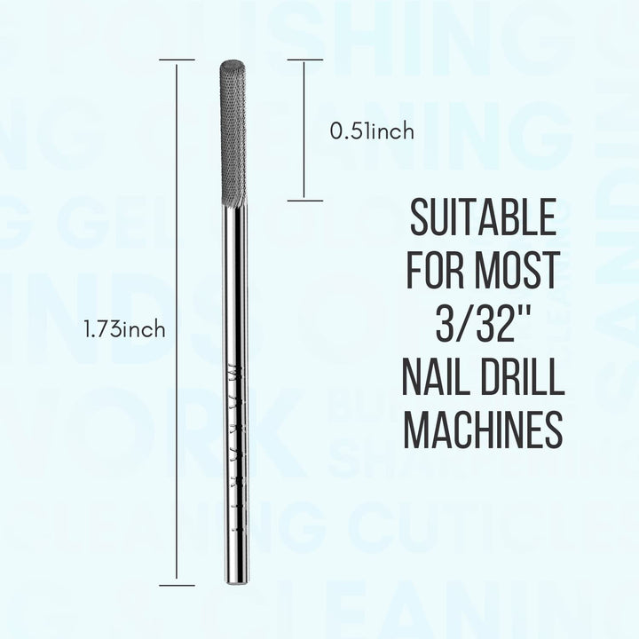 Cuticle Nail Drill Bit - Safety Tungsten Carbide Cuticle Remover Drill Bit Needle Bit under Nail Cleaner Dead Skin Nail Prepare 3/32'' for Electric Nail File Nail Buffer Bit-3Xf (Silver,Fine)