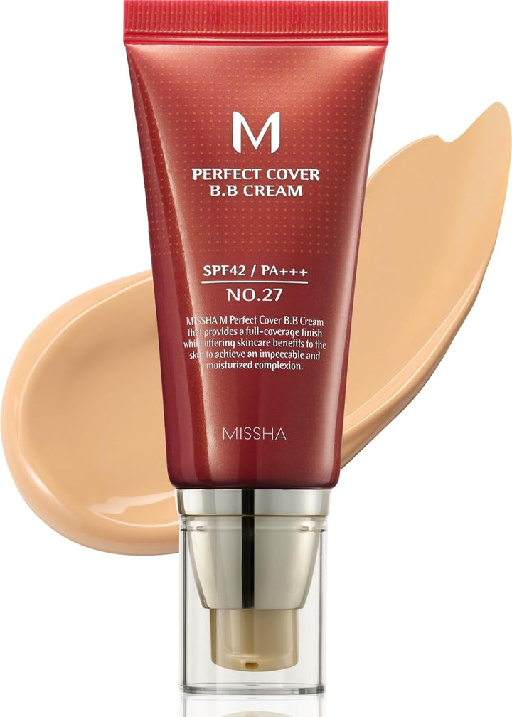 M Perfect Cover BB Cream No.23 Natural Beige -Light/Medium with Cool/Neutral Undertone SPF 42 PA +++ 1.69 Fl Oz - Tinted Moisturizer for Face with SPF