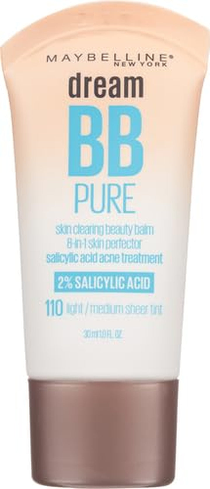 Dream Pure Skin Clearing BB Cream, 8-In-1 Skin Perfecting Beauty Balm with 2% Salicylic Acid, Sheer Tint Coverage, Oil-Free, Light/Medium, 1 Count
