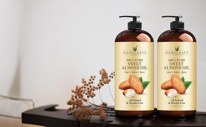 Sweet Almond Oil - 16 Fl Oz - 100% Pure and Natural - Premium Grade Carrier Oil for Skin and Hair - Hair and Body - Massage - Hexane-Free
