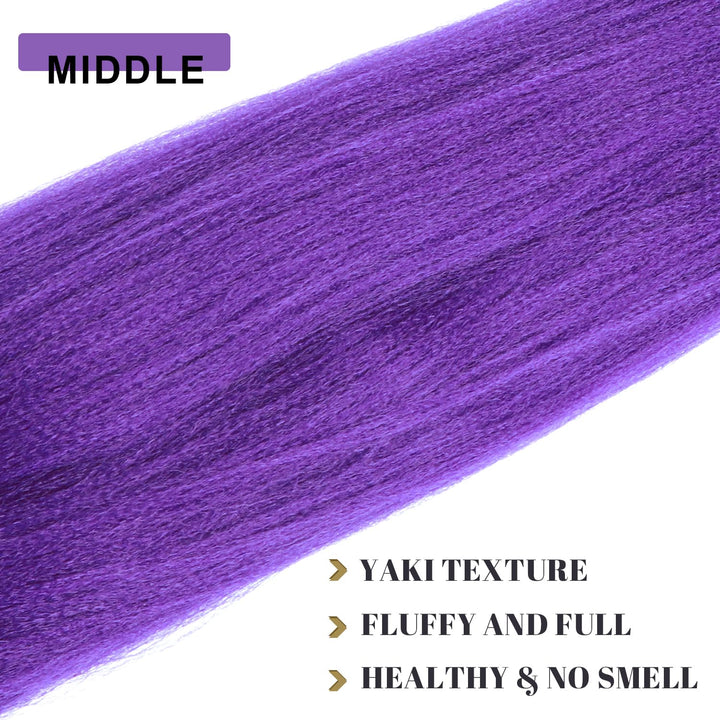 Long Purple Braiding Hair Pre Stretched -Purple Hair Extensions for Braids Synthetic Braiding Hair for Stage Party Halloween Costume Cosplay (Purple, 24 Inch(Pack of 2))