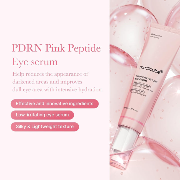 Salmon DNA PDRN Pink Peptide Eye Serum with Niacinamide and 99% Purity Retinol for Fine Lines, Uneven Skin Tone, Korean Skin Care 1.01Fl.Oz