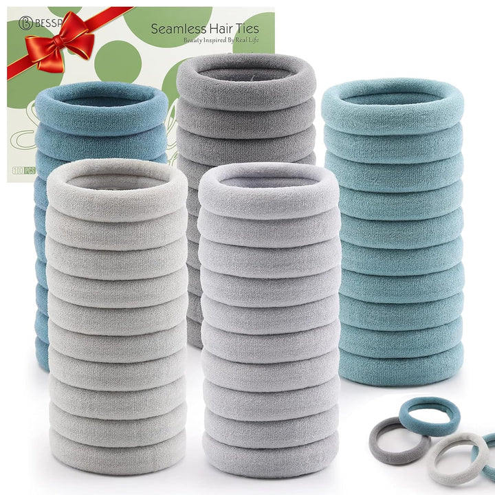 100 Pcs Thick Seamless Brown Hair Ties, Ponytail Holders Hair Accessories No Damage for Thick Hair (Natural Colors)