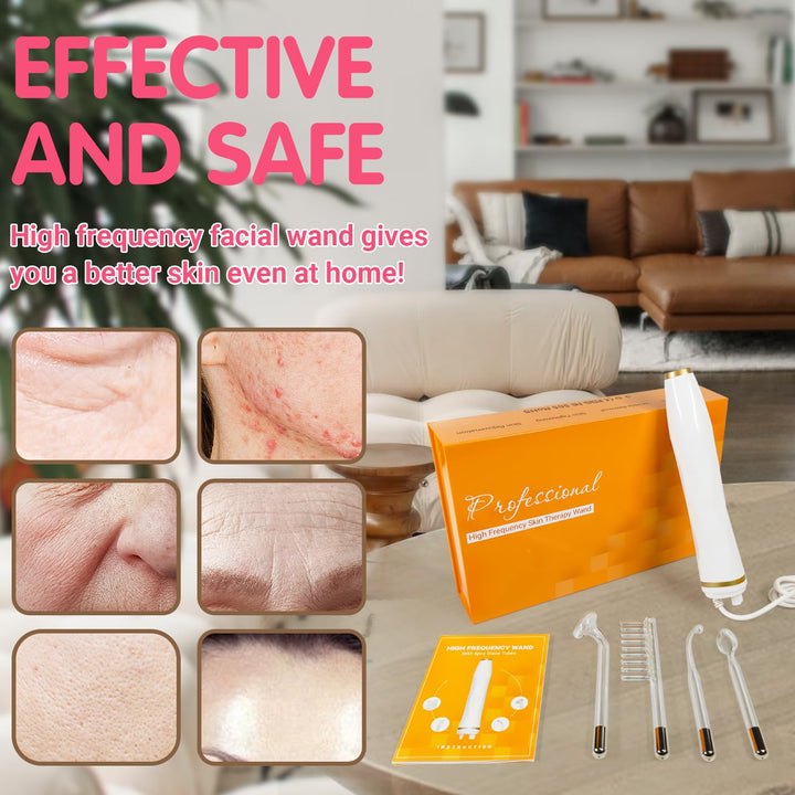 Portable High Frequency Facial Machine - Orange High Frequency Face Skin Wand Device