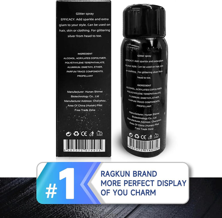 Body Glitter, Body Glitter Spray, Glitter Spray for Hair and Body, Long-Lasting and Quick-Drying Silver Glitter Hairspray Suitable for Stage, Festival Rave and Makeup Prom (2.11 Fl Oz)